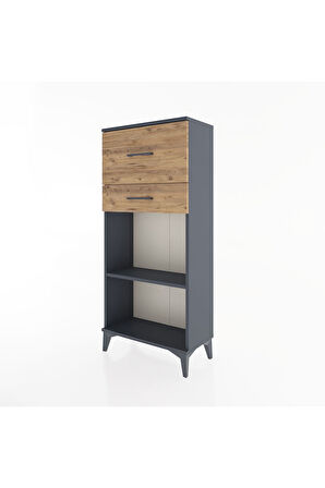 Hyperion Dolap Tek Raflı 2 Çekmeceli 60x44x134 Antrasit-Çam