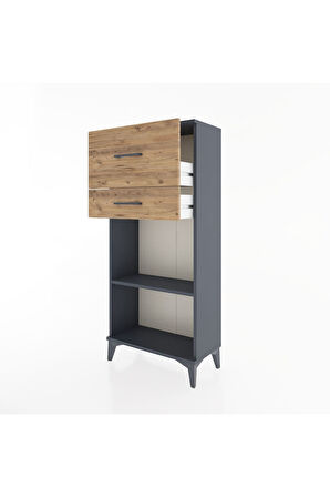 Hyperion Dolap Tek Raflı 2 Çekmeceli 60x44x134 Antrasit-Çam