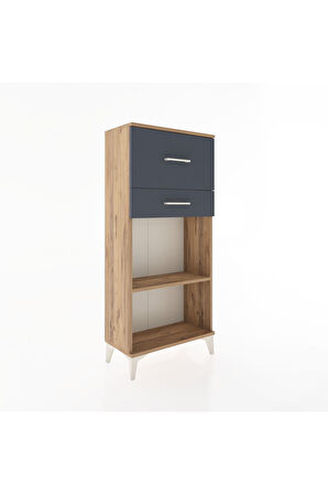 Hyperion Dolap Tek Raflı 2 Çekmeceli 60x44x134 Çam-Antrasit