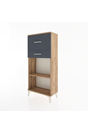 Hyperion Dolap Tek Raflı 2 Çekmeceli 60x44x134 Çam-Antrasit