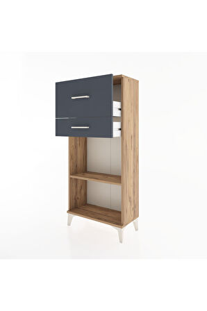 Hyperion Dolap Tek Raflı 2 Çekmeceli 60x44x134 Çam-Antrasit