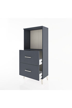 Hyperion Dolap Tek Raflı 2 Çekmeceli 60x44x134 Antrasit-Antrasit