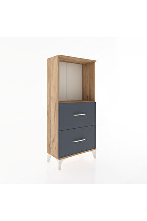 Hyperion Dolap Tek Raflı 2 Çekmeceli 60x44x134 Çam-Antrasit