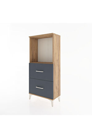 Hyperion Dolap Tek Raflı 2 Çekmeceli 60x44x134 Çam-Antrasit