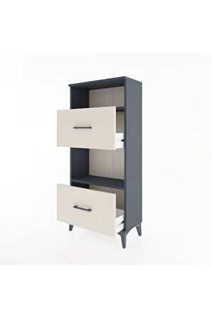 Hyperion Dolap 2 Raflı 2 Çekmeceli 60x44x134 Antrasit-Aytaşı