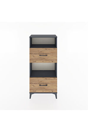 Hyperion Dolap 2 Raflı 2 Çekmeceli 60x44x134 Antrasit-Çam