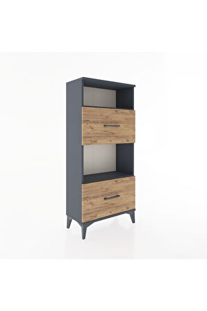 Hyperion Dolap 2 Raflı 2 Çekmeceli 60x44x134 Antrasit-Çam
