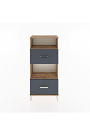 Hyperion Dolap 2 Raflı 2 Çekmeceli 60x44x134 Çam-Antrasit