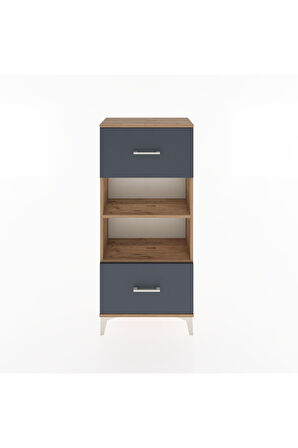 Hyperion Dolap 2 Raflı 2 Çekmeceli 60x44x134 Çam-Antrasit