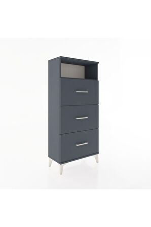 Hyperion Dolap Tek Raflı 3 Çekmeceli 60x44x134 Antrasit-Antrasit