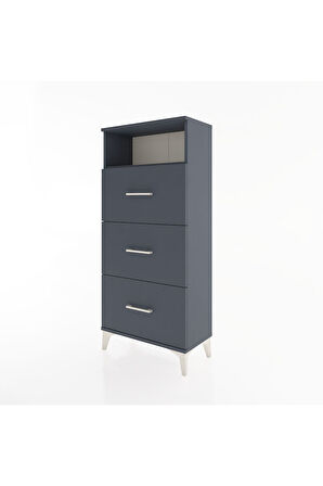 Hyperion Dolap Tek Raflı 3 Çekmeceli 60x44x134 Antrasit-Antrasit