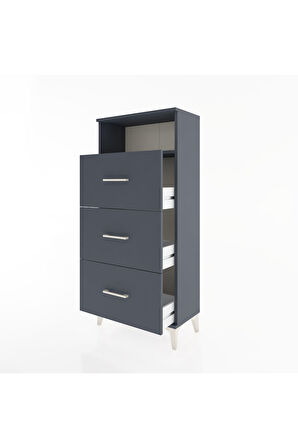 Hyperion Dolap Tek Raflı 3 Çekmeceli 60x44x134 Antrasit-Antrasit