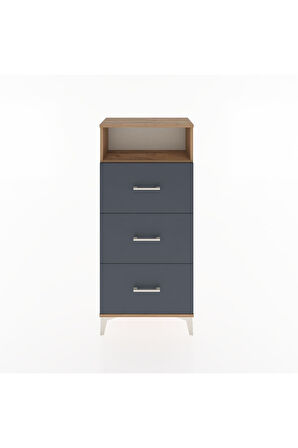 Hyperion Dolap Tek Raflı 3 Çekmeceli 60x44x134 Çam-Antrasit