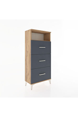 Hyperion Dolap Tek Raflı 3 Çekmeceli 60x44x134 Çam-Antrasit
