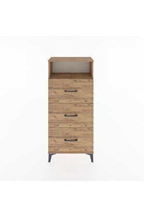 Hyperion Dolap Tek Raflı 3 Çekmeceli 60x44x134 Çam-Çam
