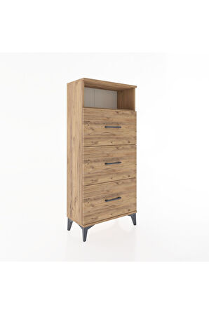 Hyperion Dolap Tek Raflı 3 Çekmeceli 60x44x134 Çam-Çam