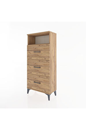 Hyperion Dolap Tek Raflı 3 Çekmeceli 60x44x134 Çam-Çam