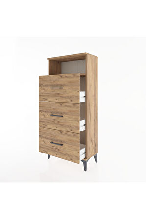 Hyperion Dolap Tek Raflı 3 Çekmeceli 60x44x134 Çam-Çam
