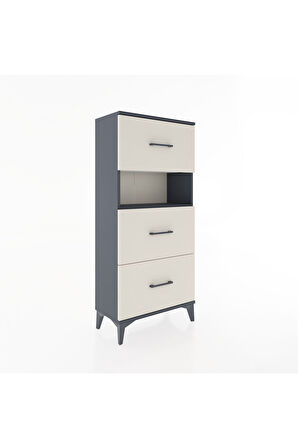 Hyperion Dolap Tek Raflı 3 Çekmeceli 60x44x134 Antrasit-Aytaşı
