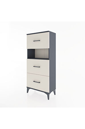 Hyperion Dolap Tek Raflı 3 Çekmeceli 60x44x134 Antrasit-Aytaşı