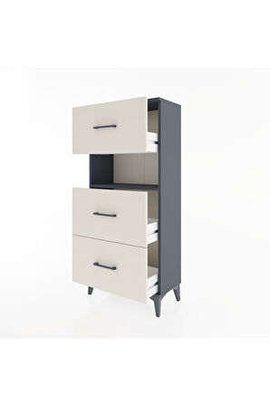 Hyperion Dolap Tek Raflı 3 Çekmeceli 60x44x134 Antrasit-Aytaşı