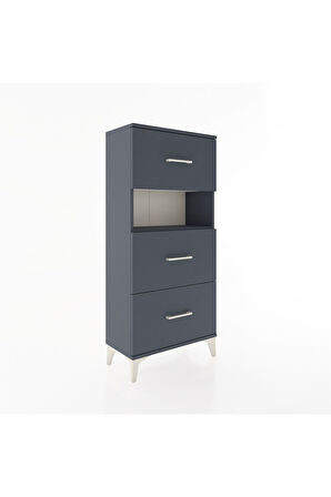 Hyperion Dolap Tek Raflı 3 Çekmeceli 60x44x134 Antrasit-Antrasit