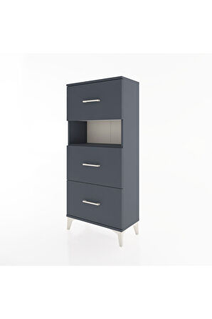 Hyperion Dolap Tek Raflı 3 Çekmeceli 60x44x134 Antrasit-Antrasit