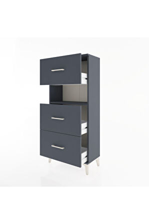 Hyperion Dolap Tek Raflı 3 Çekmeceli 60x44x134 Antrasit-Antrasit