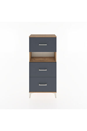 Hyperion Dolap Tek Raflı 3 Çekmeceli 60x44x134 Çam-Antrasit