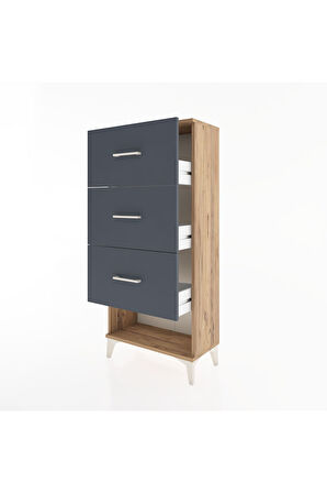 Hyperion Dolap 3 Çekmeceli 60x44x134 Çam-Antrasit