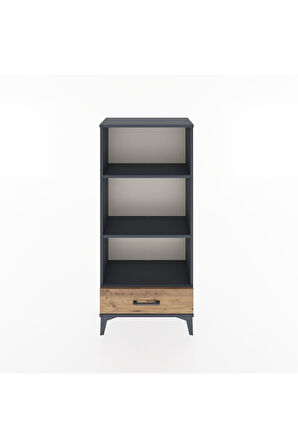 Hyperion Dolap 3 Raflı Tek Çekmeceli 60x44x134 Antrasit-Çam