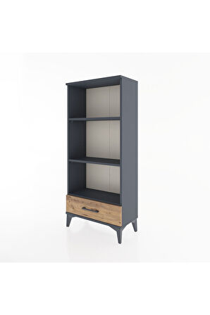 Hyperion Dolap 3 Raflı Tek Çekmeceli 60x44x134 Antrasit-Çam