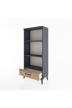 Hyperion Dolap 3 Raflı Tek Çekmeceli 60x44x134 Antrasit-Çam