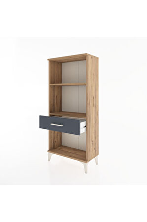 Hyperion Dolap 2 Raflı Tek Çekmeceli 60x44x134 Çam-Antrasit