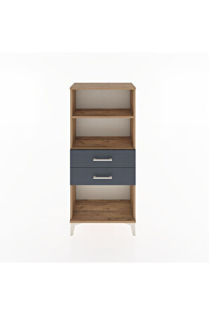 Hyperion Dolap 2 Raflı 2 Çekmeceli 60x44x134 Çam-Antrasit