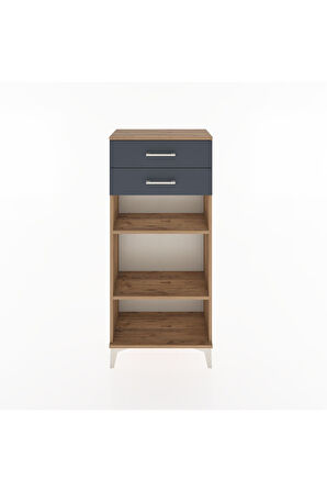 Hyperion Dolap 2 Raflı 2 Çekmeceli 60x44x134 Çam-Antrasit