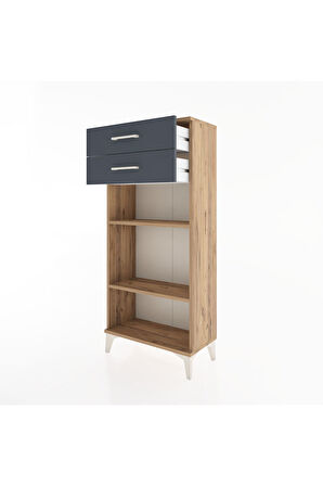 Hyperion Dolap 2 Raflı 2 Çekmeceli 60x44x134 Çam-Antrasit
