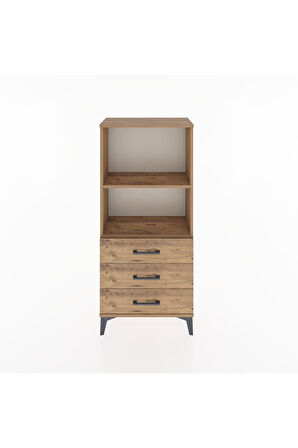 Hyperion Dolap 2 Raflı 3 Çekmeceli 60x44x134 Çam-Çam