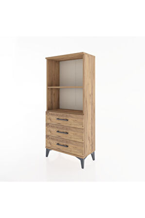 Hyperion Dolap 2 Raflı 3 Çekmeceli 60x44x134 Çam-Çam