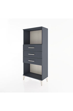 Hyperion Dolap Tek Raflı 3 Çekmeceli 60x44x134 Antrasit-Antrasit