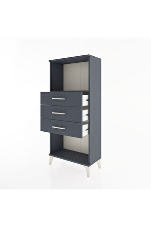 Hyperion Dolap Tek Raflı 3 Çekmeceli 60x44x134 Antrasit-Antrasit