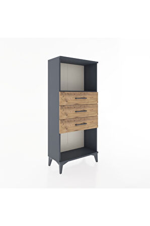 Hyperion Dolap Tek Raflı 3 Çekmeceli 60x44x134 Antrasit-Çam