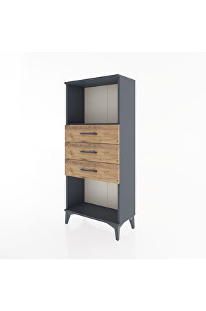 Hyperion Dolap Tek Raflı 3 Çekmeceli 60x44x134 Antrasit-Çam