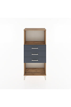 Hyperion Dolap Tek Raflı 3 Çekmeceli 60x44x134 Çam-Antrasit
