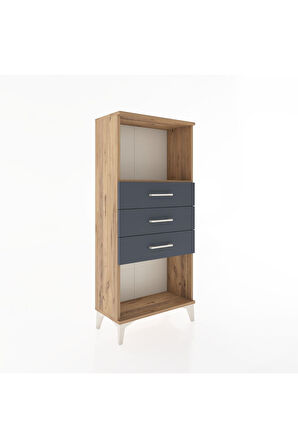 Hyperion Dolap Tek Raflı 3 Çekmeceli 60x44x134 Çam-Antrasit