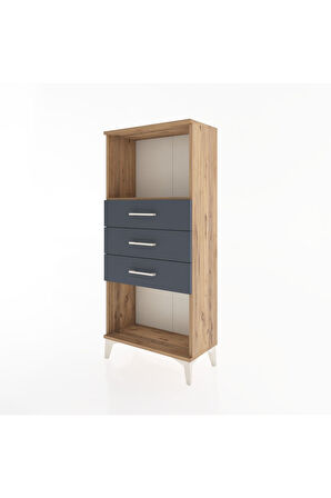 Hyperion Dolap Tek Raflı 3 Çekmeceli 60x44x134 Çam-Antrasit