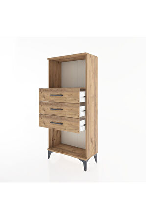 Hyperion Dolap Tek Raflı 3 Çekmeceli 60x44x134 Çam-Çam