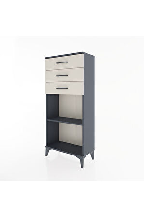 Hyperion Dolap Tek Raflı 3 Çekmeceli 60x44x134 Antrasit-Aytaşı