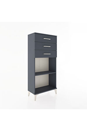 Hyperion Dolap Tek Raflı 3 Çekmeceli 60x44x134 Antrasit-Antrasit