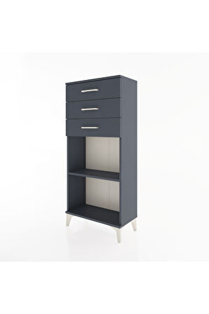 Hyperion Dolap Tek Raflı 3 Çekmeceli 60x44x134 Antrasit-Antrasit